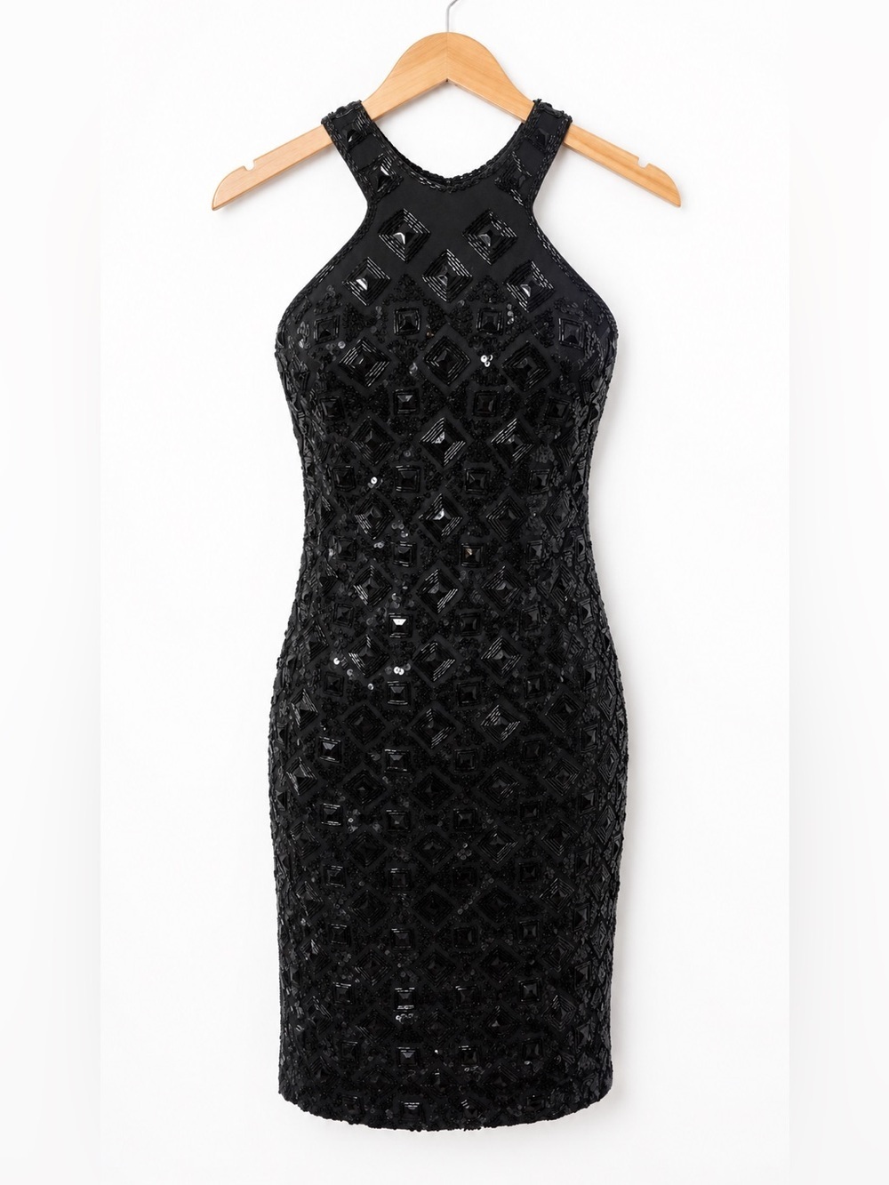 Adrienne Vittadini | Vintage Black Beaded Sequin Sheath Cocktail Party Dress S